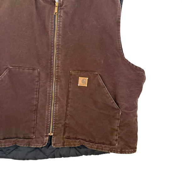 Vintage 2XL Carhartt Mens Brown Insulated Work Vest - Picture 3 of 10